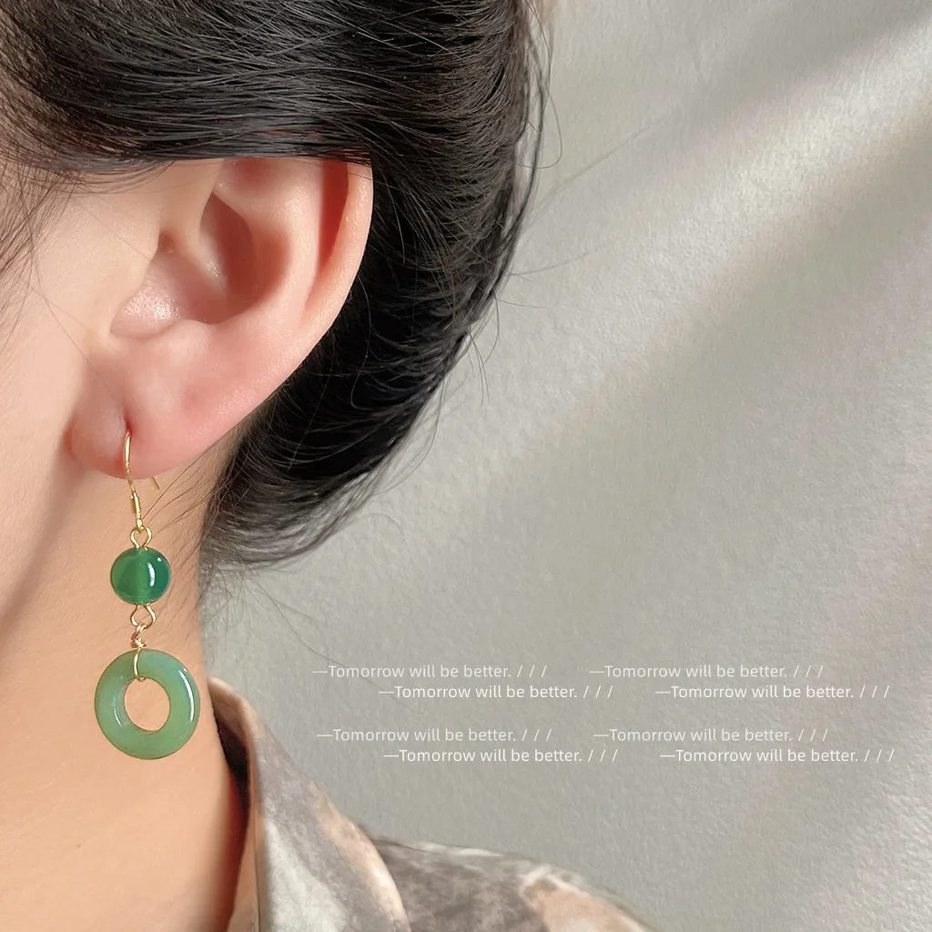 Women'S Accessories Rings - Green Real Jade Ring Earrings Lucky