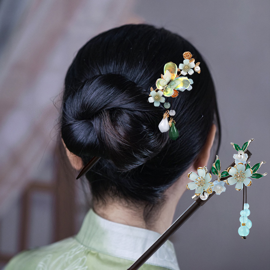 Hair Fork Stick - Wood Tassel Step Shaking Hair Stick