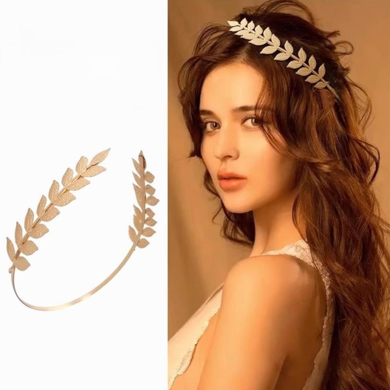 Women'S Hair Accessories Wedding - 【B】Retro Gold Color Leaf Headband Headpiece