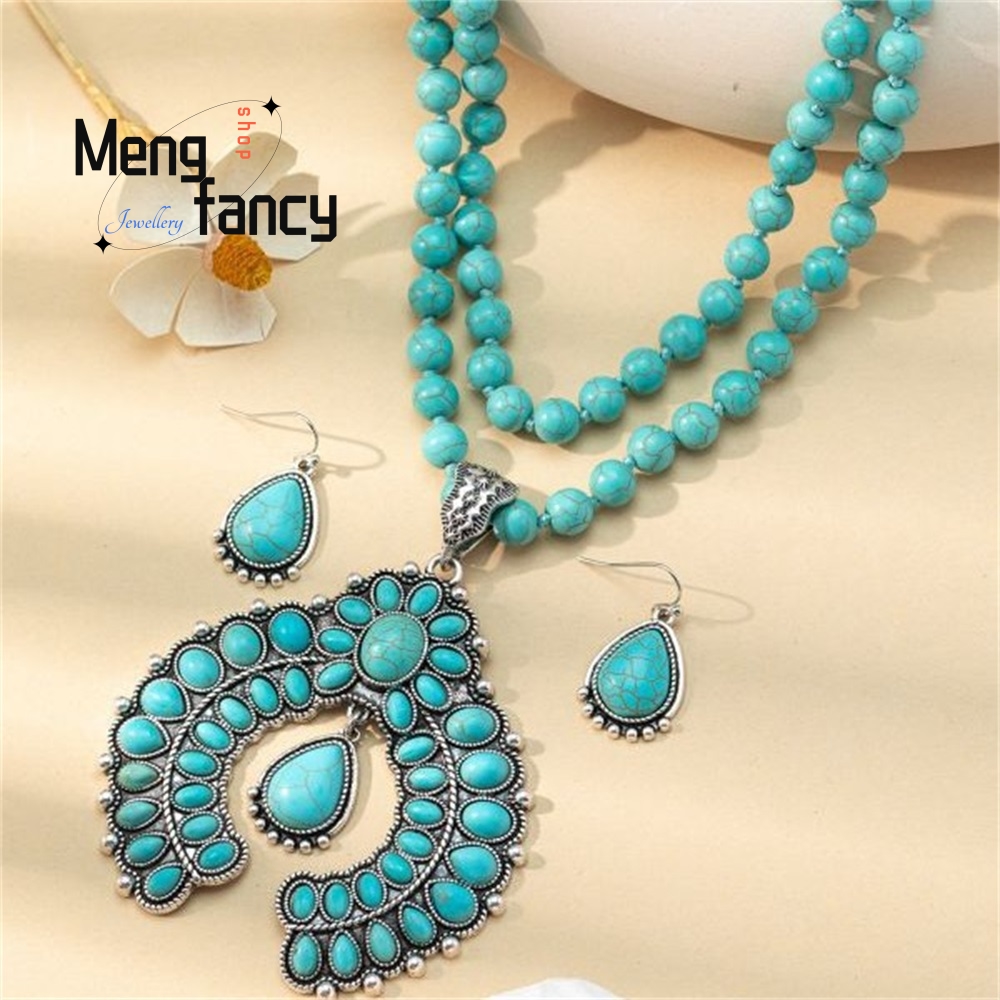 Retro Three-Layer Flower Earri - огляд і ціна Layered Necklace Set