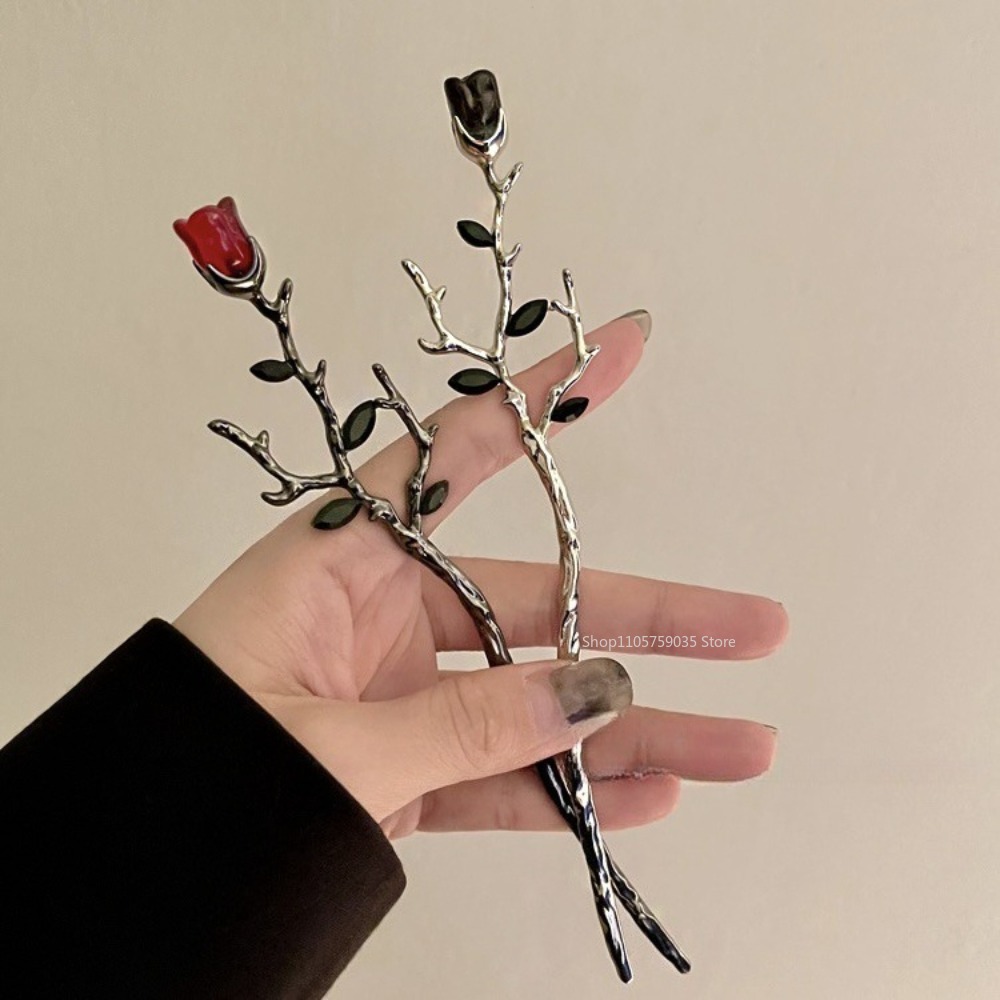 Vintage Metal Red Rose Flower  - огляд і ціна Hair Fork Stick