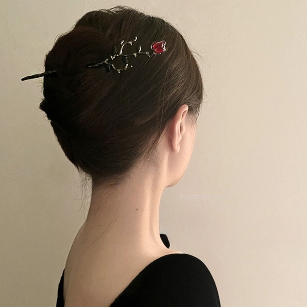 Vintage Metal Red Rose Flower  - огляд і ціна Hair Fork Stick